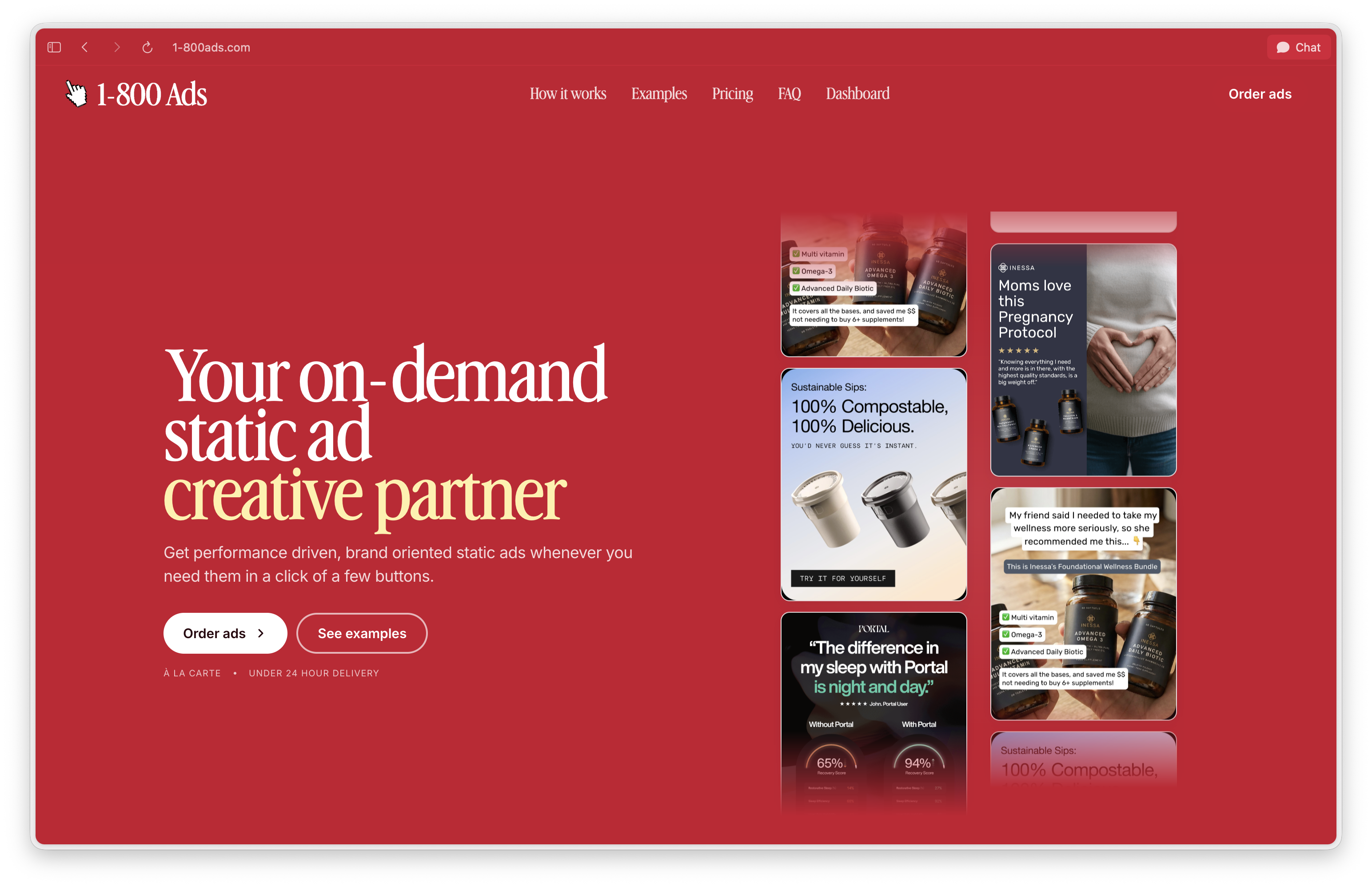 1-800 Ads customer-facing ordering website